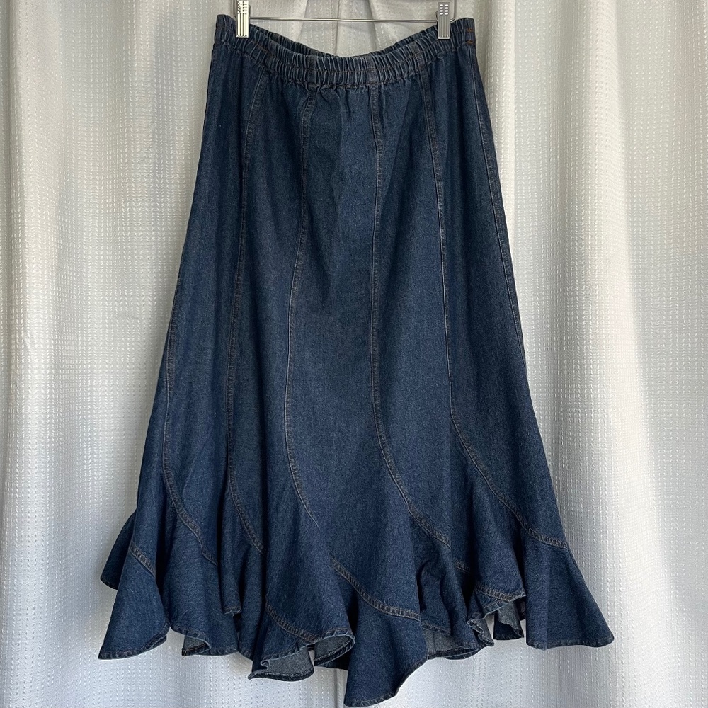 BFA Classics Aline Maxi Ruffle Hem Denim Skirt